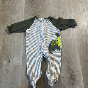 Gerber Striped Dinosaur Footie - Green and Gray